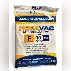 10 Pack KIRBY Veva Vacuum Bags Style F HEPAVAC Filter Hepa Vac Bags Sentria